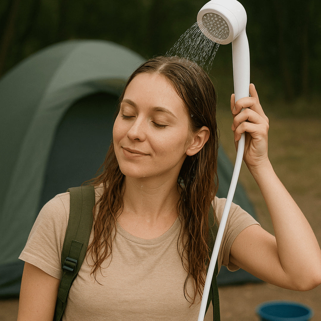 Compact outdoor shower